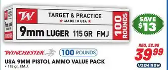 Big 5 Winchester usa 9mm pistol ammunition value pack offer