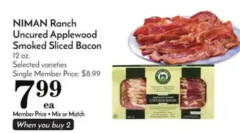 Pavilions Niman ranch uncured applewood smoked sliced bacon offer
