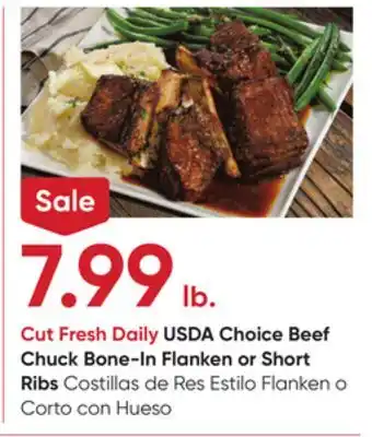 Stater Bros Usda choice beef chuck bone-in flanken or short ribs offer