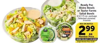 Albertsons Ready pac bistro bowls or taylor farms salad bowls offer