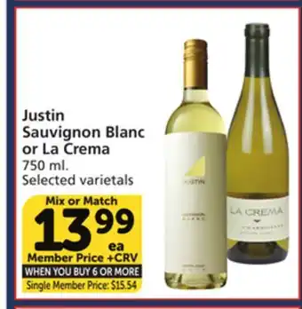 Albertsons Justin sauvignon blanc or la crema offer
