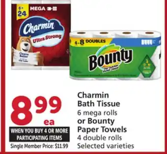 Albertsons Charmin bath tissue 6 mega rolls or bounty paper towels 4 double rolls offer