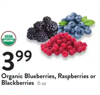 Fresh Thyme Organic blueberries, raspberries or blackberries offer