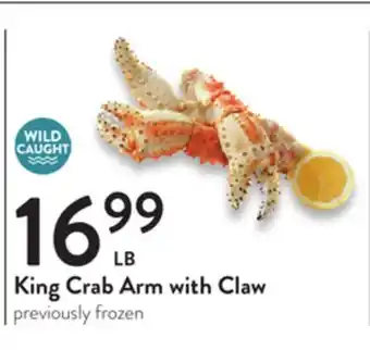 Fresh Thyme King crab arm with claw offer