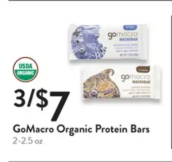 Fresh Thyme Gomacro organic protein bars offer
