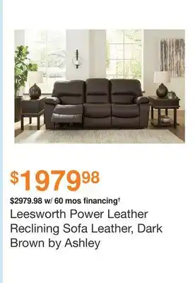 Ashley Furniture Leesworth power leather reclining sofa leather, dark brown by ashley offer