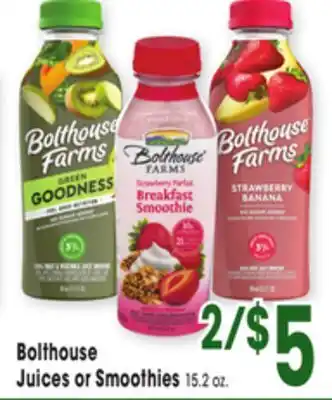 Jewel-Osco Bolthouse juices or smoothies offer