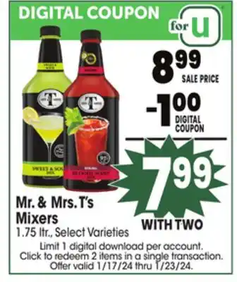 Jewel-Osco Mr. & mrs. t's mixers offer