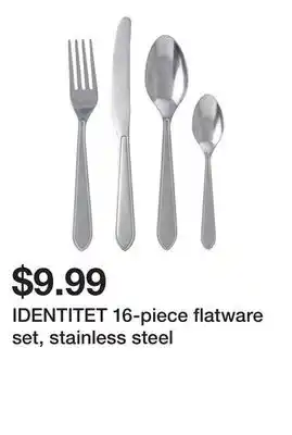 Ikea Identitet 16-piece flatware set, stainless steel offer