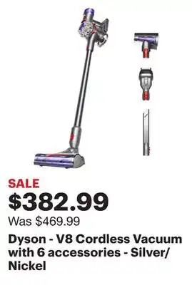 Best Buy Dyson - v8 cordless vacuum with 6 accessories - silver/nickel offer
