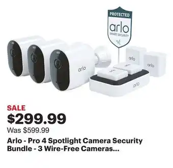 Best Buy Arlo - pro 4 spotlight camera security bundle - 3 wire-free cameras indoor/outdoor 2k with color night vision (12 pieces) - w offer