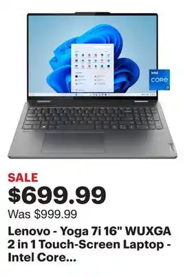 Best Buy Lenovo - yoga 7i 16 wuxga 2 in 1 touch-screen laptop - intel core i7-1355u - 16gb memory - 512gb ssd - storm grey offer