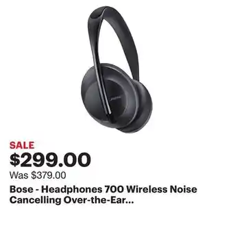 Best Buy Bose - headphones 700 wireless noise cancelling over-the-ear headphones - triple black offer