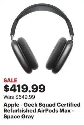 Best Buy Apple - geek squad certified refurbished airpods max - space gray offer