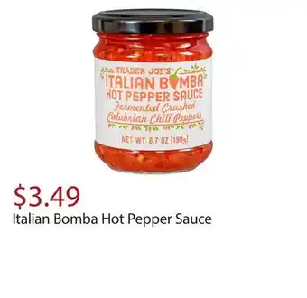 Trader Joe's Italian bomba hot pepper sauce offer