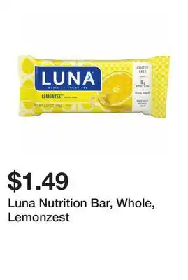 Wegmans Luna nutrition bar, whole, lemonzest offer