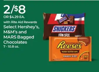 Rite Aid Select hershey's, m&m's and mars bagged chocolates offer