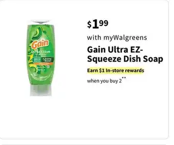 Walgreens Gain ultra ez-squeeze dish soap offer