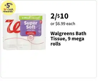 Walgreens Walgreens bath tissue, 9 mega rolls offer
