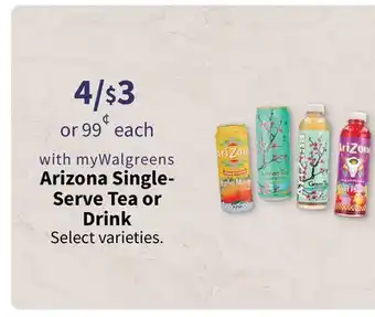 Walgreens Arizona single-serve tea or drink offer