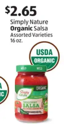 Aldi Simply nature organic salsa offer