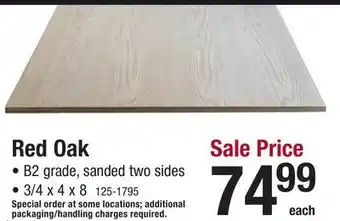 Menards Red oak hardwood plywood offer