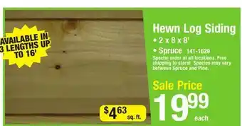 Menards Hewn log siding offer