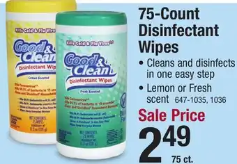 Menards 75-count disinfectant wipes offer