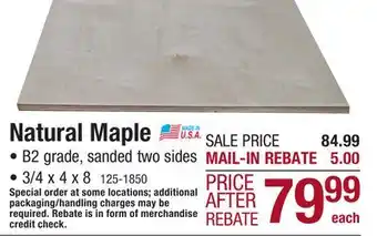 Menards Natural maple offer