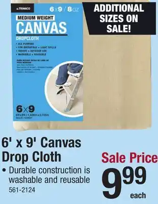 Menards 6' x 9' canvas drop cloth offer