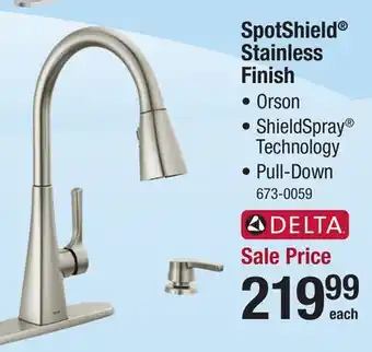 Menards Delta spotshield stainless finish offer