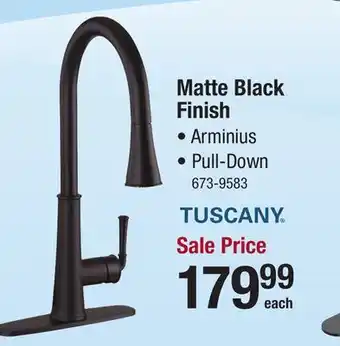 Menards Tuscany matte black finish faucets offer