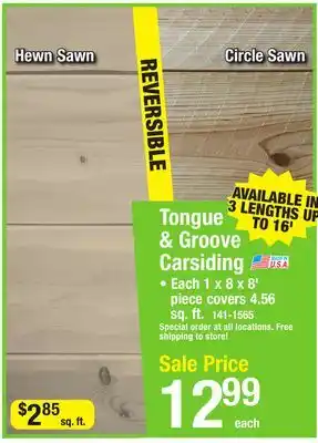 Menards Tongue & groove carsiding offer