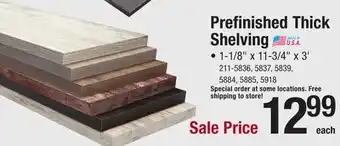 Menards Prefinished thick shelving offer