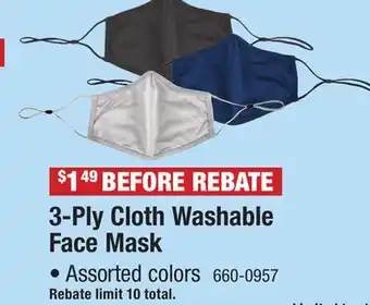 Menards 3-ply cloth washable face mask offer