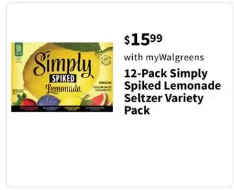 Walgreens 12-pack simply spiked lemonade seltzer variety pack offer