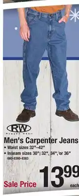 Menards Men's carpenter jeans offer