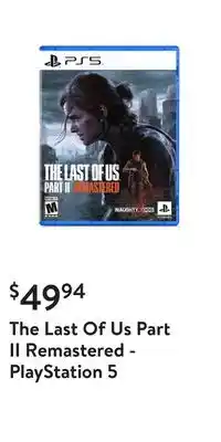 Walmart The last of us part ii remastered - playstation 5 offer
