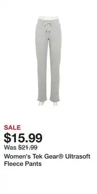 Kohl's Women's tek gear ultrasoft fleece pants offer