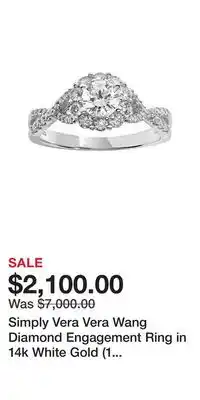 Kohl's Simply vera vera wang diamond engagement ring in 14k white gold (1 ct. t.w.) - size: 7 offer