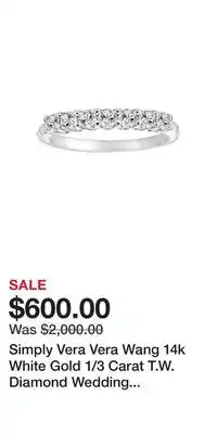 Kohl's Simply vera vera wang 14k white gold 1/3 carat t.w. diamond wedding band - size: 7 offer