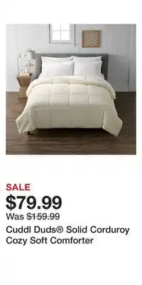 Kohl's Cuddl duds solid corduroy cozy soft comforter offer