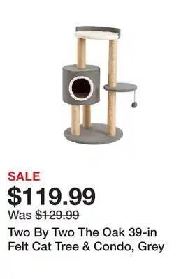 Petsmart Two by two the oak 39-in felt cat tree & condo, grey offer