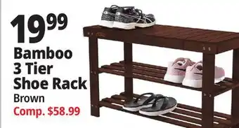 Ocean State Job Lot Homemaid living 3-tier bamboo shoe rack & bench, brown offer