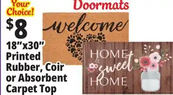 Ocean State Job Lot 18x30 printed rubber, coir or absorbent carpet top offer
