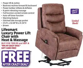 Ocean State Job Lot Lifesmart luxury power lift and massage chair with heat therapy offer