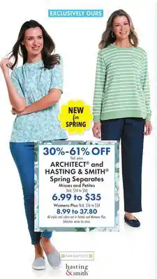 Boscov's Architect and hasting & smith spring separates offer