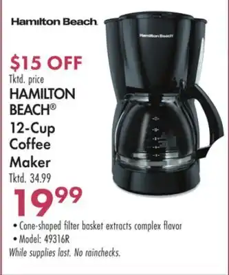 Boscov's Hamilton beach 12-cup coffee maker offer