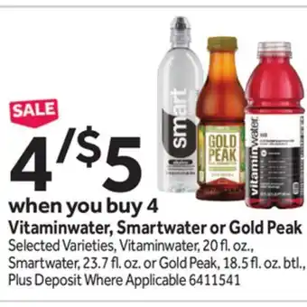 Stop&Shop Vitaminwater, smartwater or gold peak offer