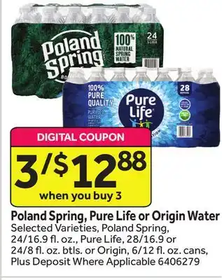 Stop&Shop Poland spring, pure life or origin water offer